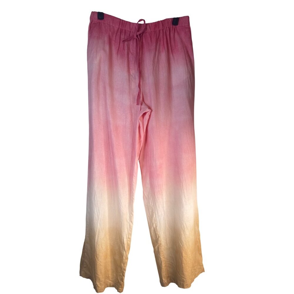 Zara Ombre Wide-Leg Pants in Pink, Peach & Tan
